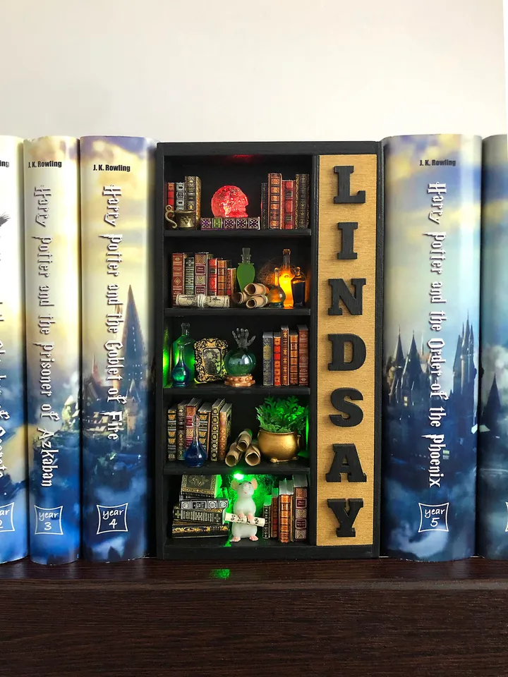 Book nook, Book nook money box, book nook insert, book nook diorama, bookshelf insert, boyfriend gift, book lover gift, best friend gift
