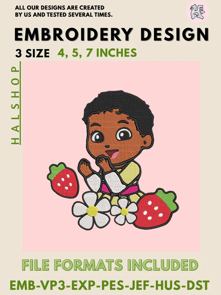 Gracie’s Corner Boy & Flower Machine Embroidery Design – Cute Kids Cartoon Digital Embroidery File 🌼👦✨