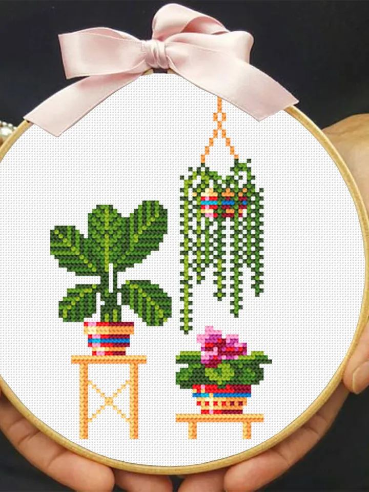 Home plants cross stitch pattern download PDF Floral cross stitch chart, Easy small cross stitch sampler, Plant lovers, DIY Home decor #P12