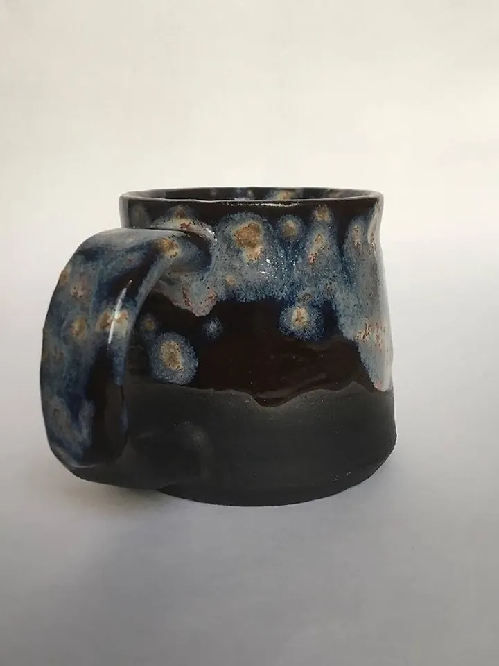 Blue and black galaxy glazed stoneware mug