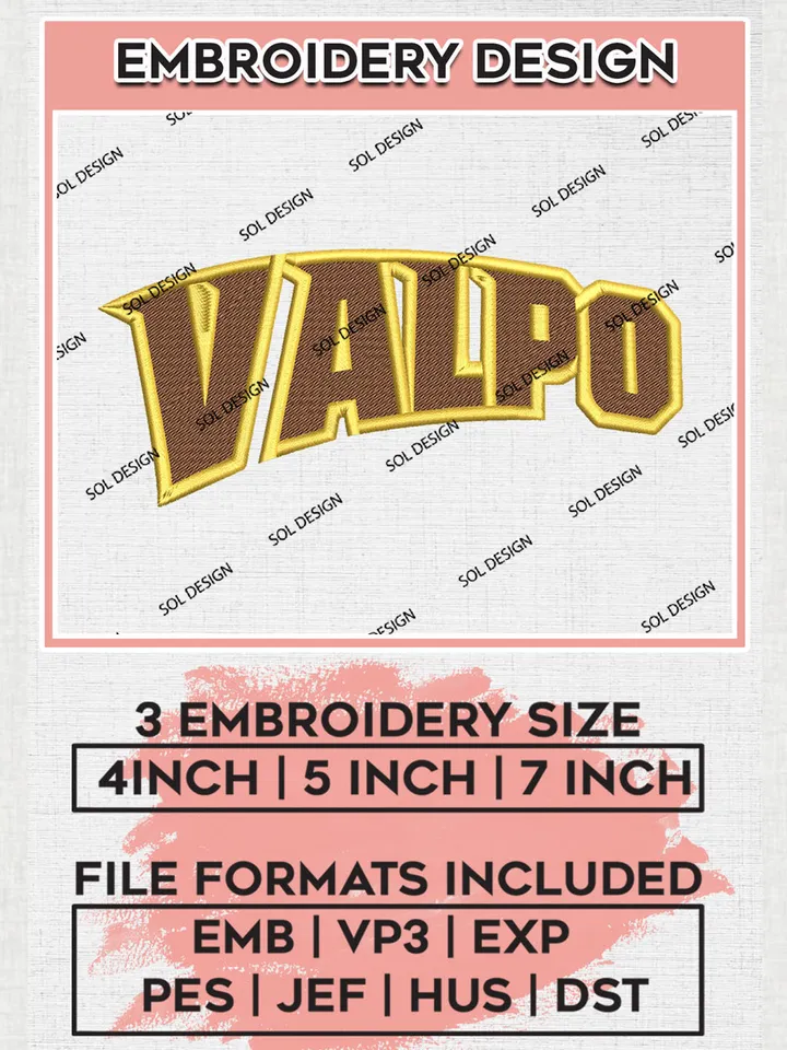Valparaiso Beacons Team Wordmark Logo embroidery designs, NCAA Valparaiso Beacons Logo Machine embroidery files, NCAA Team Logo embroidery designs, NCAA Game Day Machine embroidery designs, Digital Download