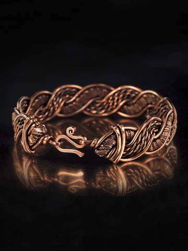 Woven copper wire bracelet Antique style handcrafted copper jewelry Unique gift