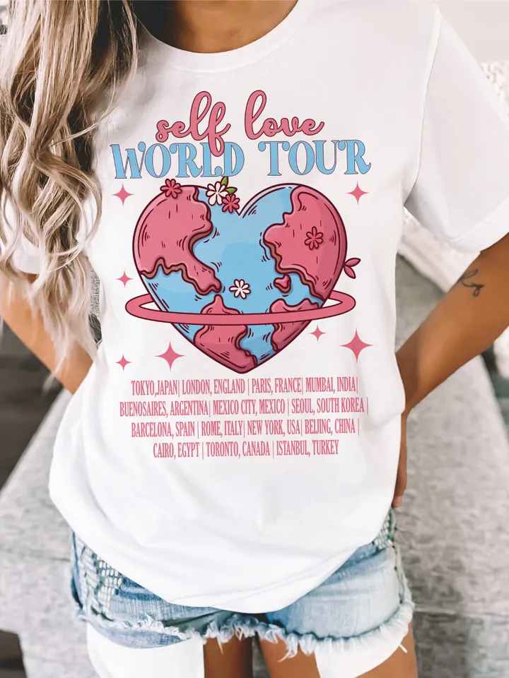 Self Love World Tour Png, Self Love Club PNG, Positive Valentine, Valentine Sublimation, Trendy png, Retro png, trendy vday shirt png