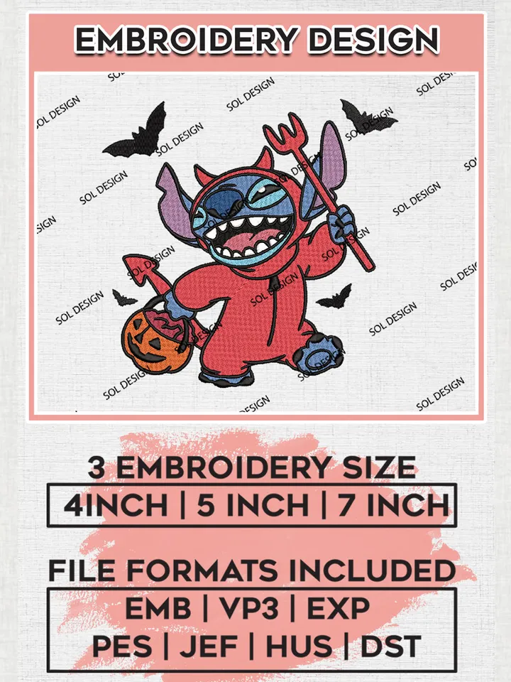 Halloween Devil Stitch Costume Embroidery designs, Spooky Halloween Machine embroidery designs, Pumpkin embroidery files, Trick Or Treat Machine Embroidery Digitized Pes Files, Digital Download