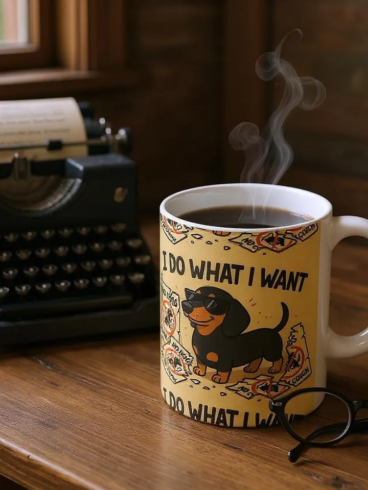 Whimsical Dachshund Dog Lover Ceramic Mug,I Do What I Want, Gift for Pet Owners, Coffee Cup, Cute Dog Mug, Animal Lovers, Gift For Dog Mom