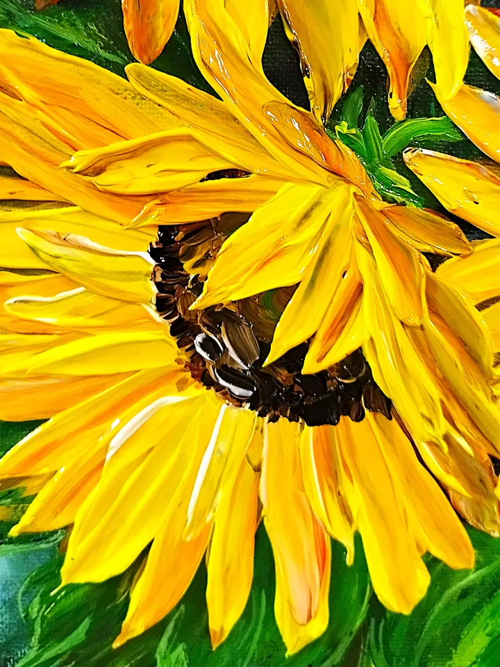 Sunflowers painting textured art wall decor Artwork