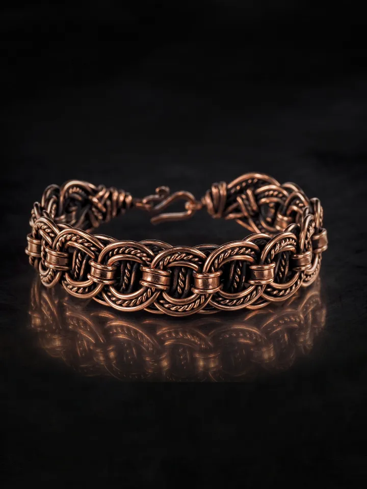 Woven copper wire bracelet Antique style handcrafted copper jewelry Unique gift
