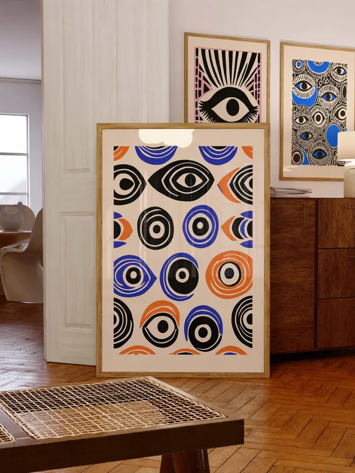 Minimalist Eye Wall Art: Colorful Abstract Geometric Print (Digital Download)
