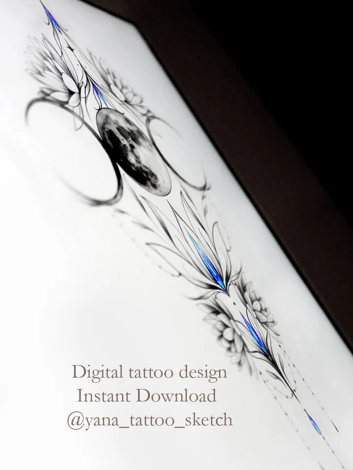 Triple Moon Tattoo Design Symbol Triple Moon Tattoo Idea Stencil Sketch, Instant download PDF, JPG