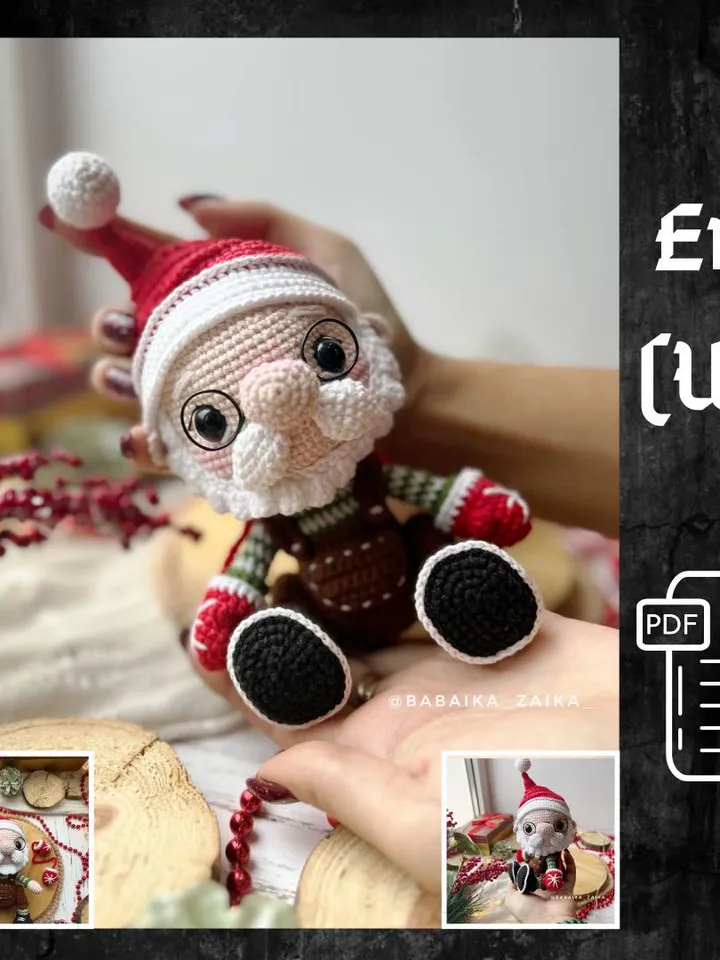 PDF Crochet Pattern Christmas Santa Claus,  Amigurumi Santa, Christmas ornaments, Christmas Decor, Amigurumi Christmas Toy, Amigurumi Gnome