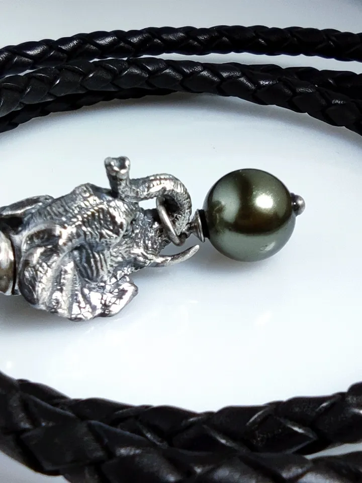Designer necklace - totem Elephant with pearls