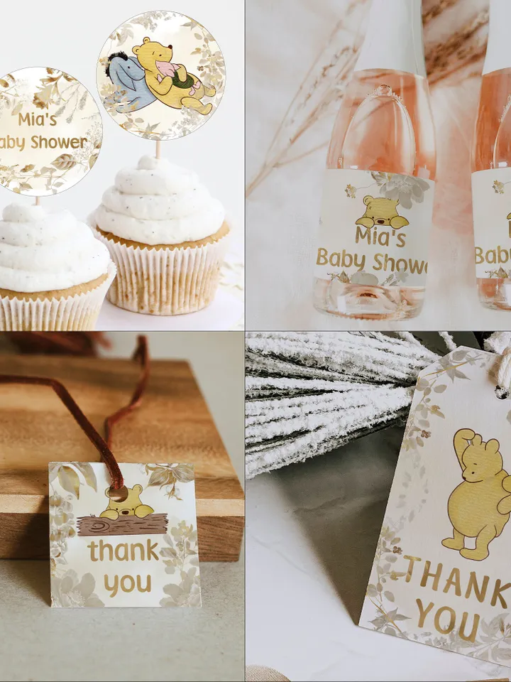 Winnie the Pooh Baby Shower Bundle; Large Winnie the Pooh Baby Shower Set; Honey Bear Baby Shower; We can Bearly Wait shower bundle; pooh1