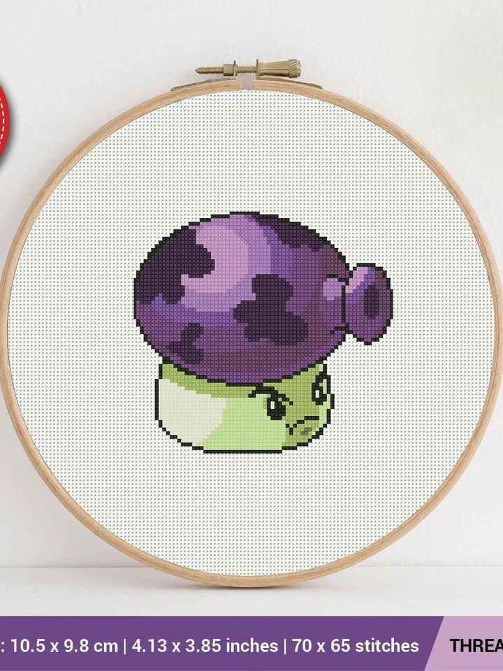 Fume-shroom Plants vs Zombies Cross stitch pattern | Embroidery Pattern | Instant Download | Embroidery Designs