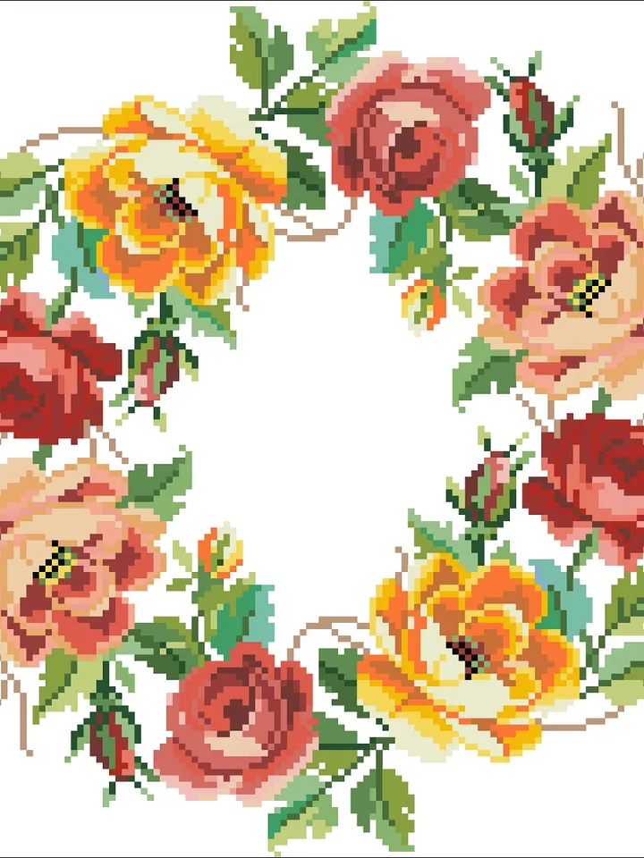 Antique Cross Stitch Pattern Flower Crown Antique Wreath Digital Download PDF