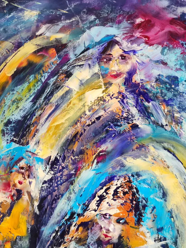 Abstract Life Fate People Angel Girl Art Original Oil Painting Artist Svinar Oksana