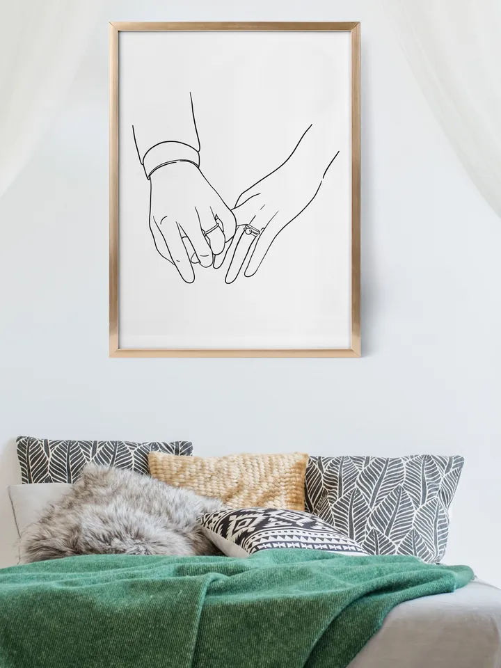 Holding Hands Wall Art, Hands Line Art, Line Drawing, Engaged Couple Hands, Couple Hands Printable, Valentines Day, Holding Hands