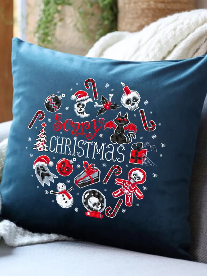 Gothic Christmas cross stitch pattern download PDF Spooky Christmas pattern digital Gothic embroidery PDF, DIY gothic decor Horror gift #N52