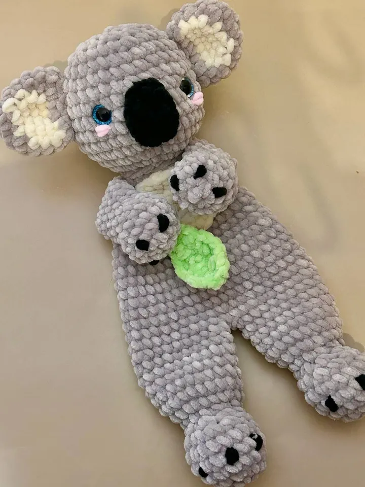 Crochet koala snuggler pattern Amigurumi koala lovey pattern Crochet koala cuddle toy tutorial