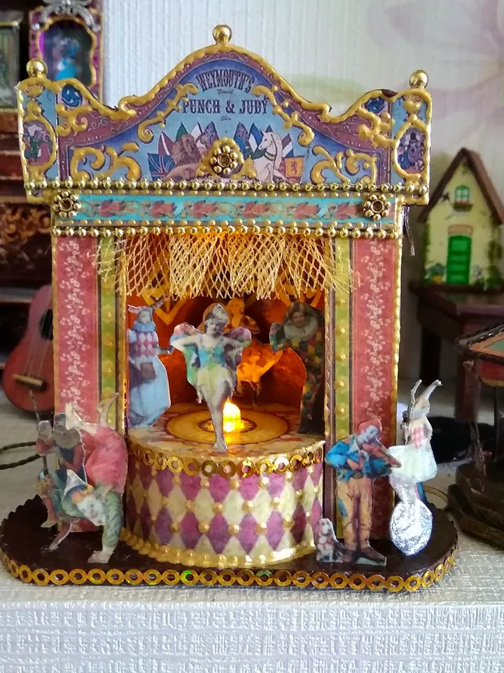 Puppet show. Vintage circus. Circus with illumination.