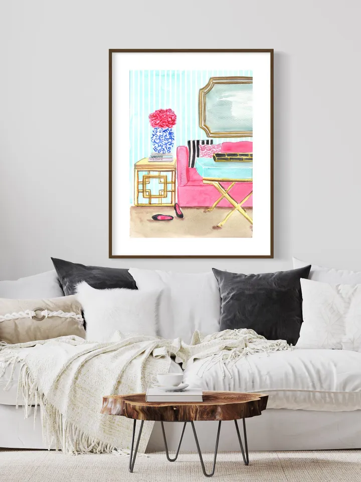 Chinoiserie Interior Painting Print, Ginger Jar Print, Sketch Art, Chinoiserie Chic Art, Pagoda Wall Art, Housewarming Gift, Sketch Art