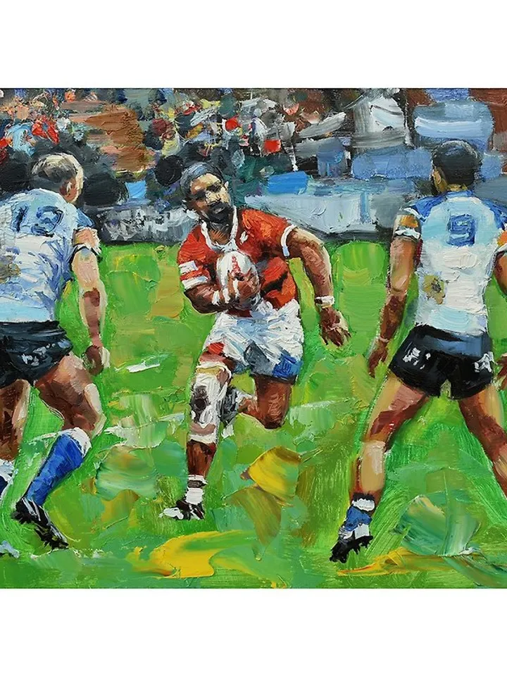 Rugby American Football Original Painting Oil Artwork Small Wall Art