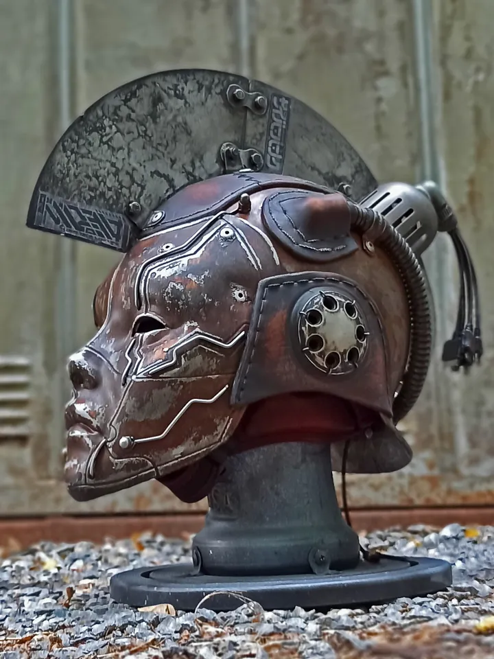 Japanese Samurai Horror Mask / Helmet in Post-Apocalyptic & Cyberpunk style