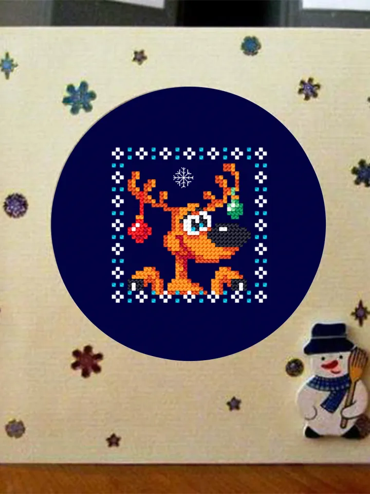 Tiny Christmas cross stitch pattern download PDF Cute christmas reindeer cross stitch chart Christmas deer embroidery PDF DIY Home decor #N4