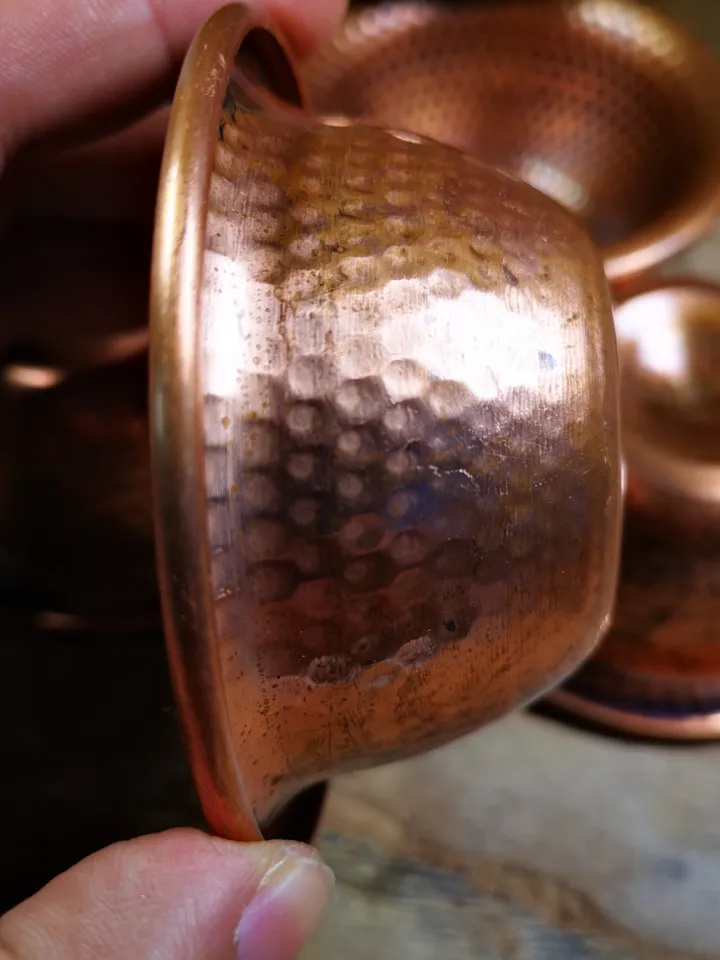 Gandhanra Handmade Tibetan Buddhist Water Offering Bowls,Yonchap Bowls,Made of Red Copper,1 Set of 7 Bowls