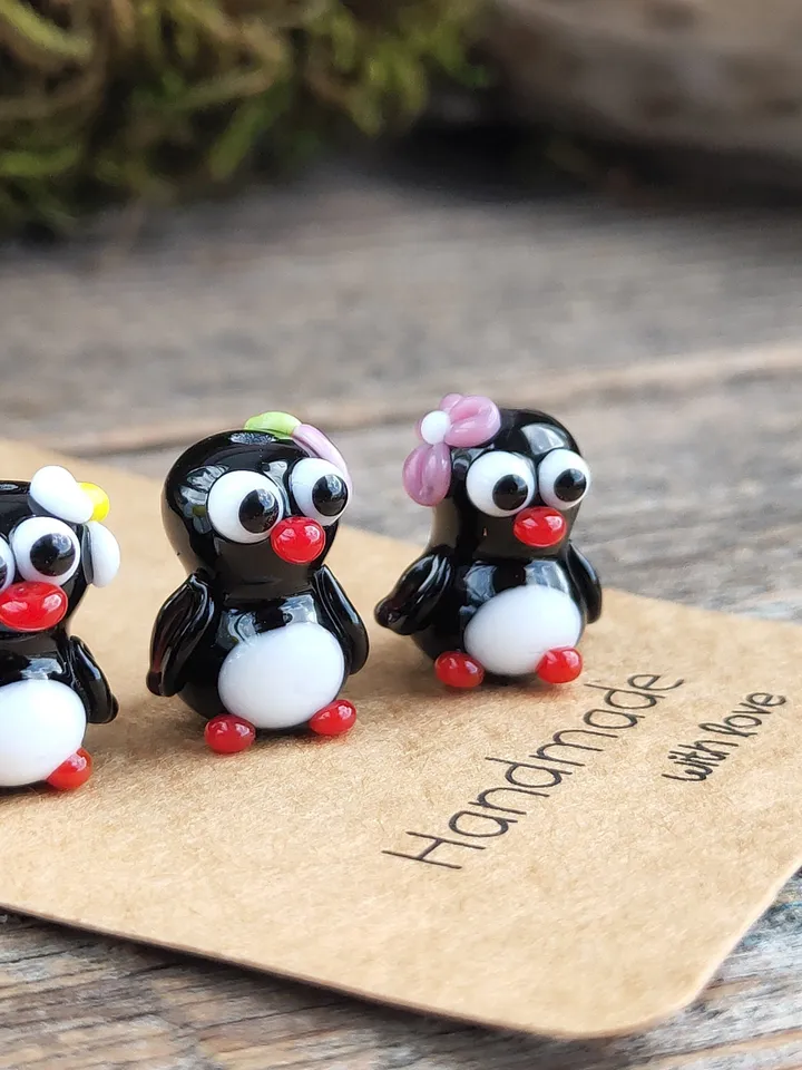 MINIATURE ANIMALS Penguin figurine Penguin miniature Baby penguin Glass penguin decor penguin gift Tiny Penguin Glass figurines Ornaments