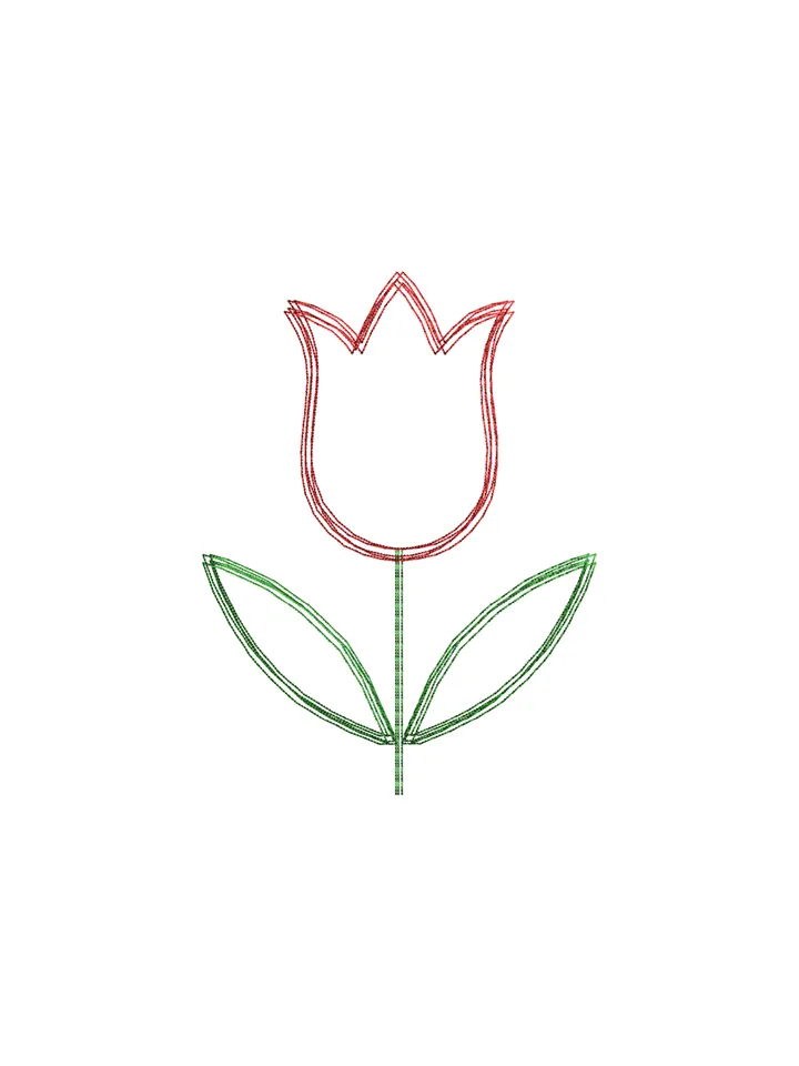 Tulip scribble stitch embroidery design,Tulip embroidery design,Fun embroidery design,INSTANT DOWNLOAD-1378