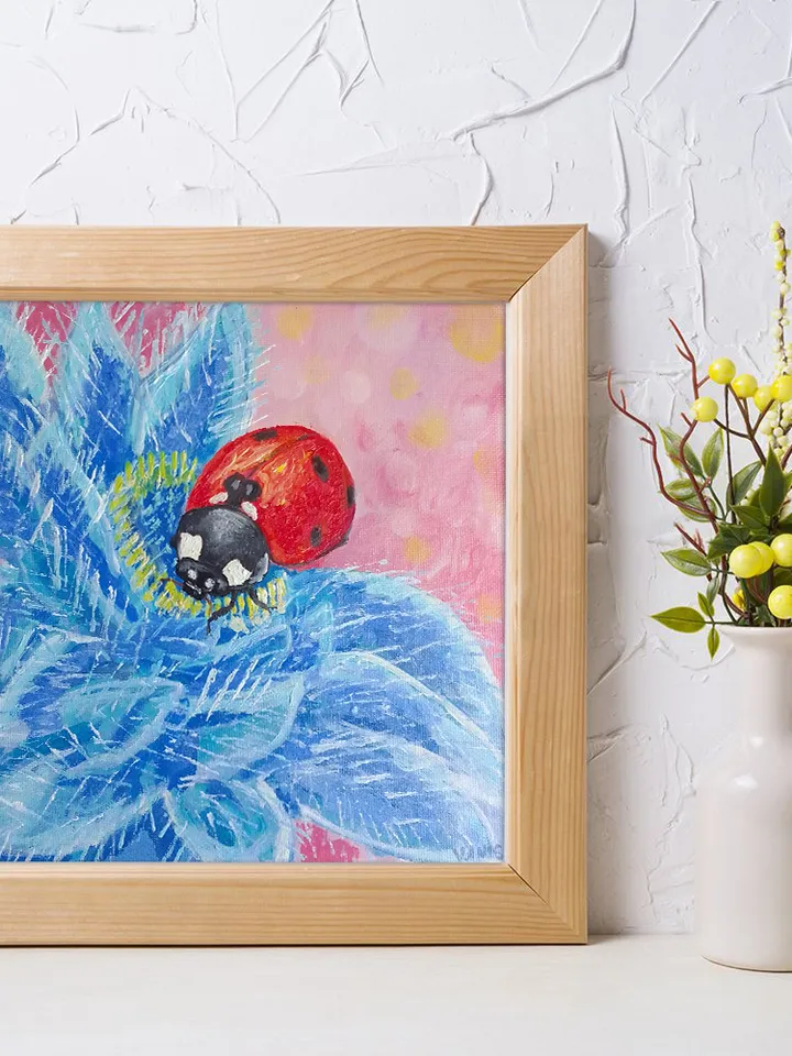 Painting flowers with a Ladybug