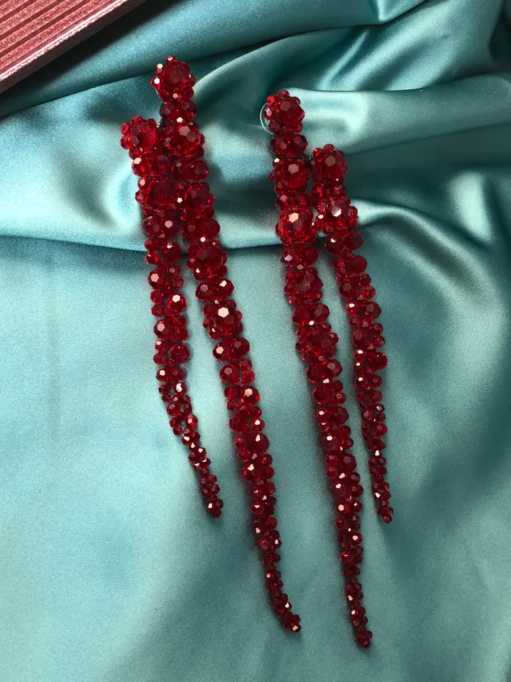 Double Drop Crystal Earrings Handmade