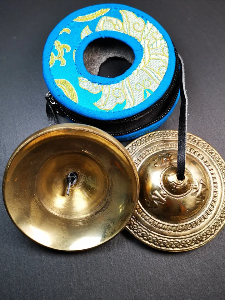 Gandhanra 9cm Tibetan Cymbals, Tingsha Bell,Buddhism Ritual Implement,Handmade in Nepal,Special OM Mantra