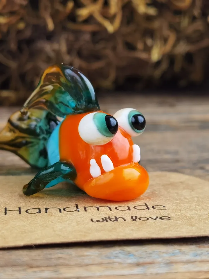Glass Fish figurines Tiny fish Miniature fish Glass figurines Tiny glass animals Blown glass art Aquarium decor Dollhouse miniature