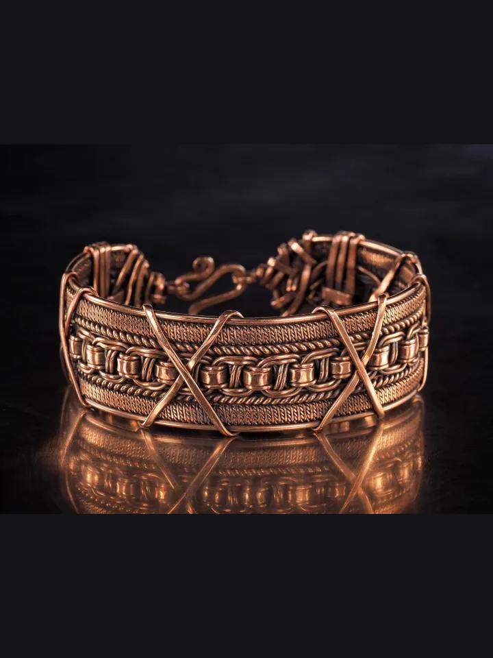 Woven copper wire bracelet Antique style handcrafted copper jewelry Unique gift