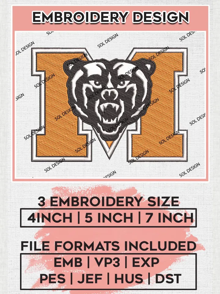 Mercer Bears Logo Machine Embroidery Design, NCAA Mercer Bears Embroidery Design Design files, NCAA Embroidery Designs, NCAA Machine Embroidery Designs, Digital Download