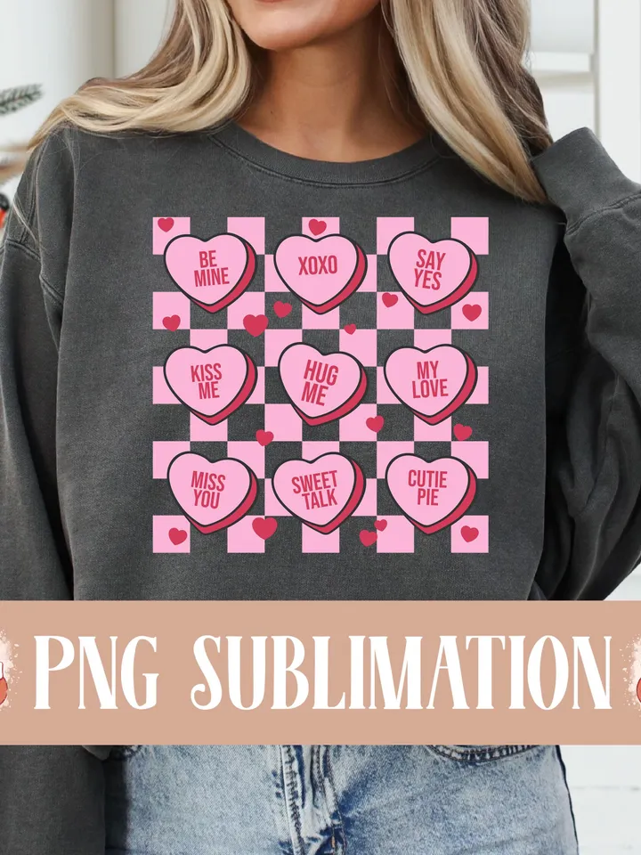 Valentines Conversation Hearts PNG, Valentines Candy Heart png, Valentines png, Love png, Candy Heart png, Valentines Sublimation, Retro png