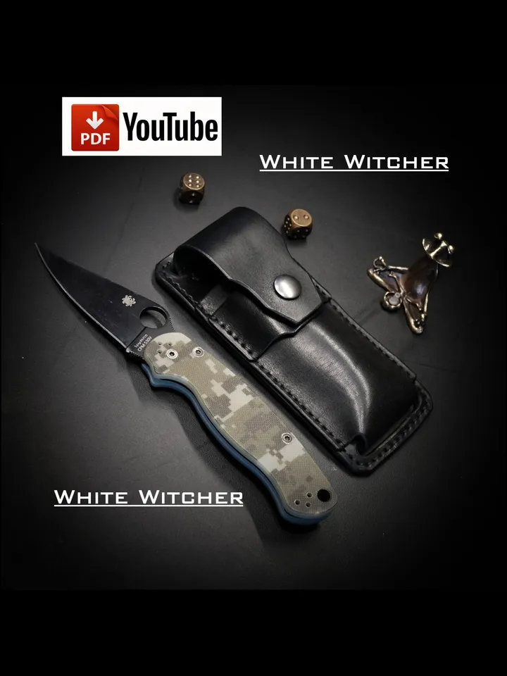 Leather template to make a leather Knife Case Horizontal - 2 sizes. EDC51