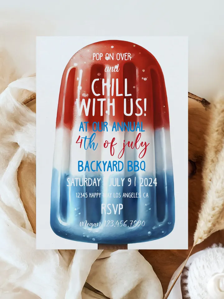 4th of July Party Invitation Template, Printable Fourth of July BBQ Invitation, BBQ Invitation, Editable Patriotic Instant Download