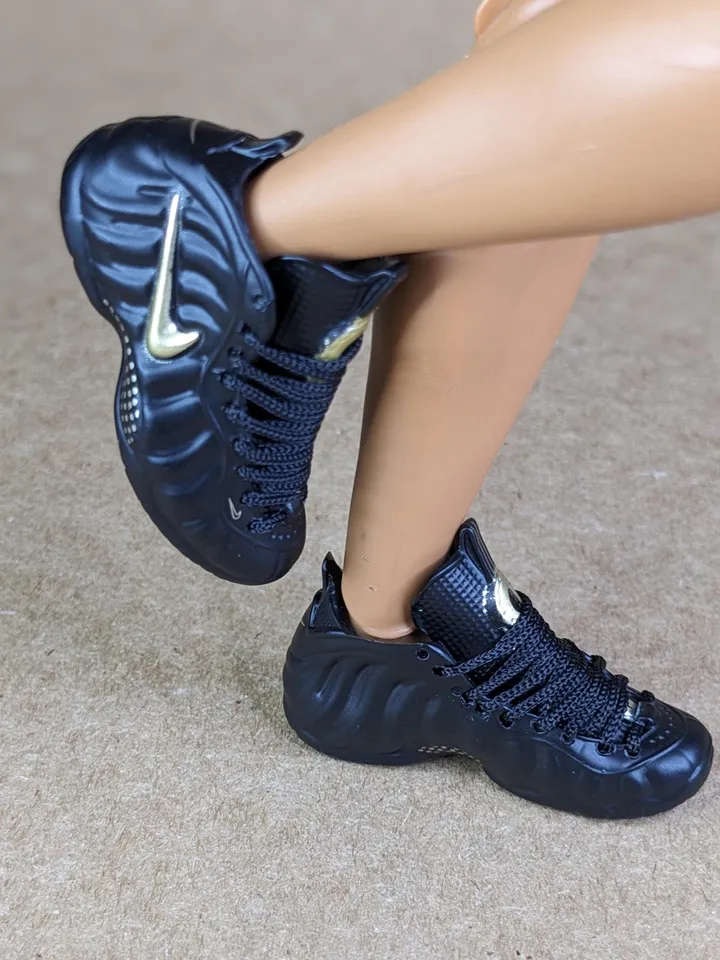 Premium black & gold sneakers for 12 inch male dolls