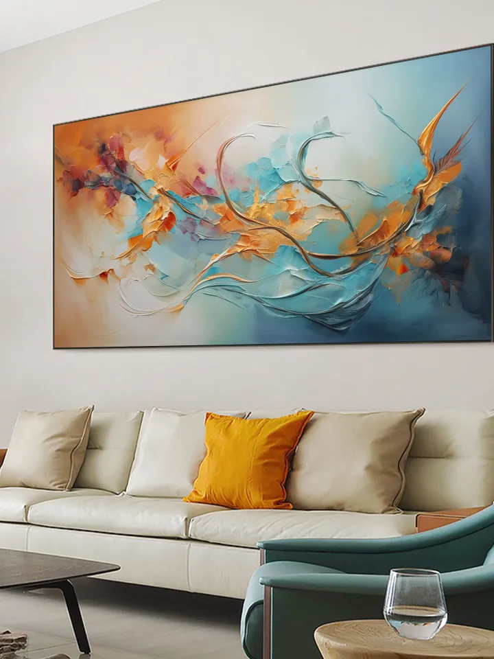 Original Framed Colorful Flowers Oil Painting On Canvas, Large Wall Art, Abstract Painting, Custom Painting, Living room Wall Art Home Decor