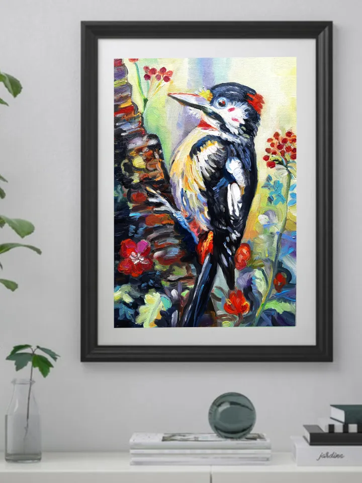 Forest Bird Art Oil Impasto Oil Painting Original Oil painting 12*8