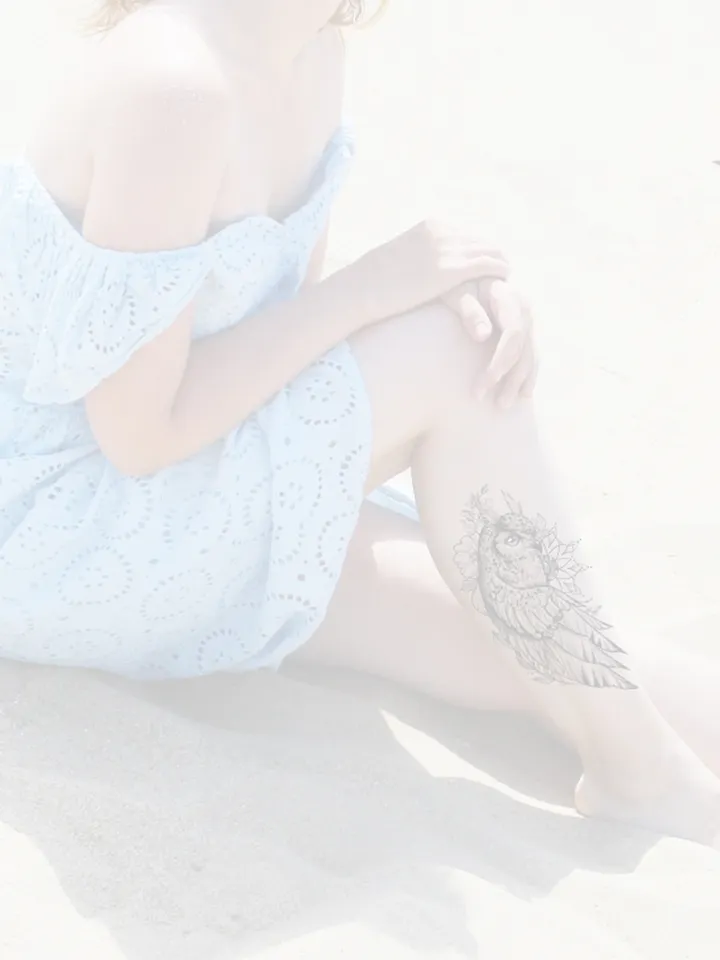 Owl Tattoo Designs For Females Owl And Flower Tattoo Sketch Fine Line Idea. Instant download JPG, PNG