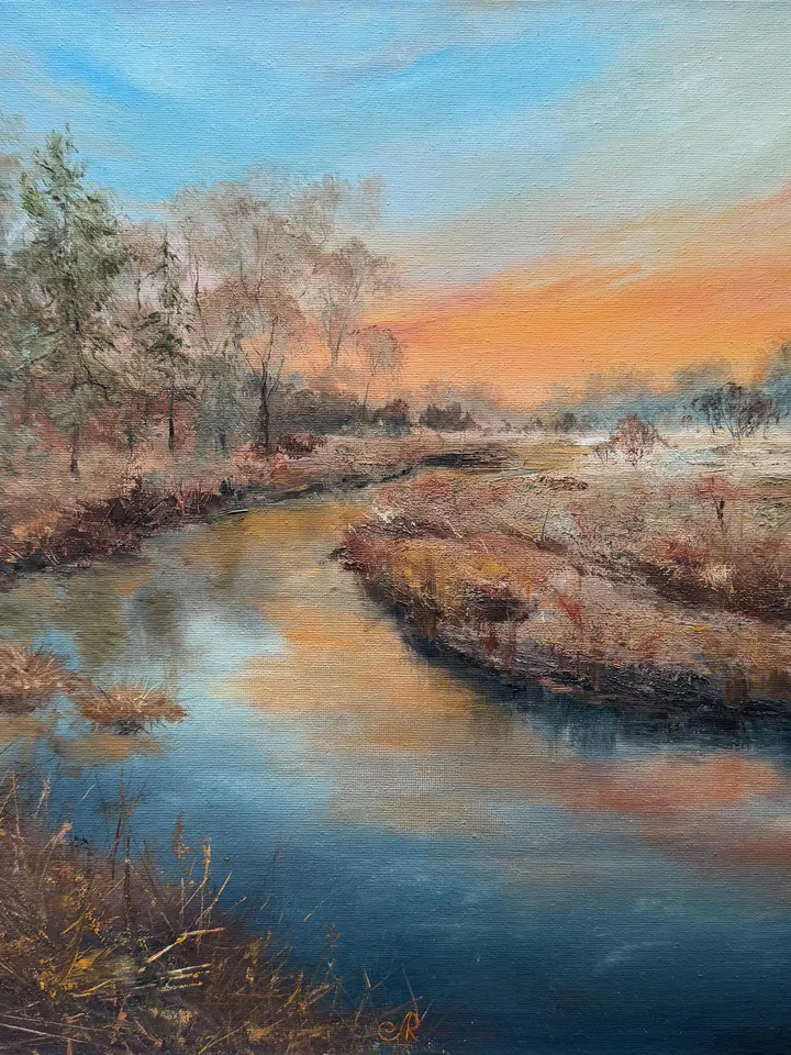 Landscape Original Painting Autumn Oil Wall Art Forest Artwork