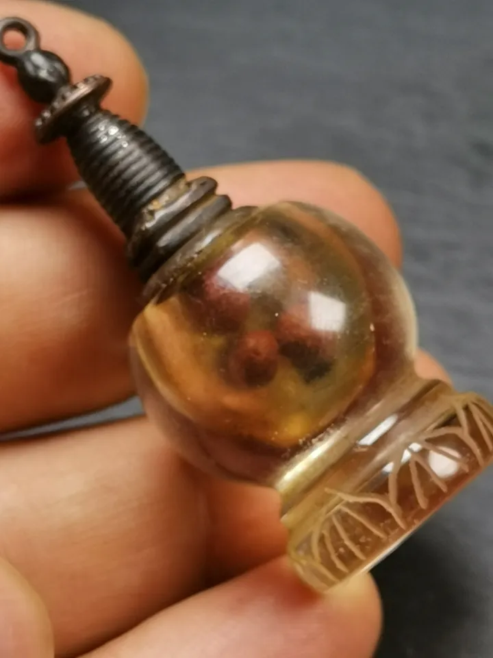 Gandhanra Handmade Tibetan Buddhist Amulet,Crystal Stupa Pendant,Pagoda,Buddhist Tower,Gau Shrine,Mani Rilbu Bottle,Consecration Zung,2.1"