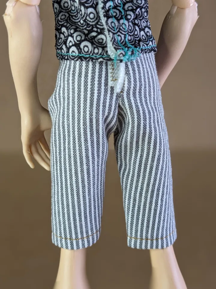 Handmade striped cotton shorts for 1/6 scale boy dolls