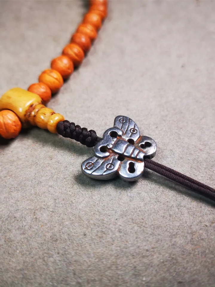 Gandhanra Handmade Tibetan Amulet,Butterfly Pendant for Mala,Bag Hanging,Prayer Bead Necklace Accessories,0.9" × 0.6"