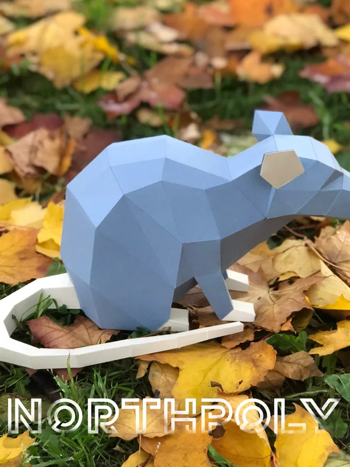 4 Rats And Pumpkin-Spider Papercraft, Digital Template, PDF Download, Gurko, 3D Low Poly, Pepakura, DIY Origami Sculpture, Paper Party Decor