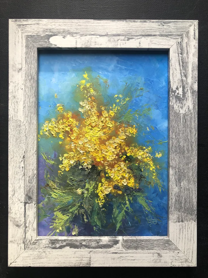 Flowers Painting Original Framed Floral Oil Painting Kitchen Still life