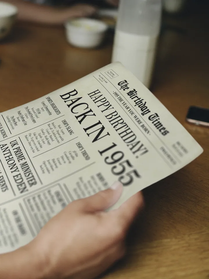 Back in 1955 United Kingdom | 70th Birthday Newspaper Sign | 1955 Birthday Poster UK | 70th Birthday Gift | 70 years ago back in 1955